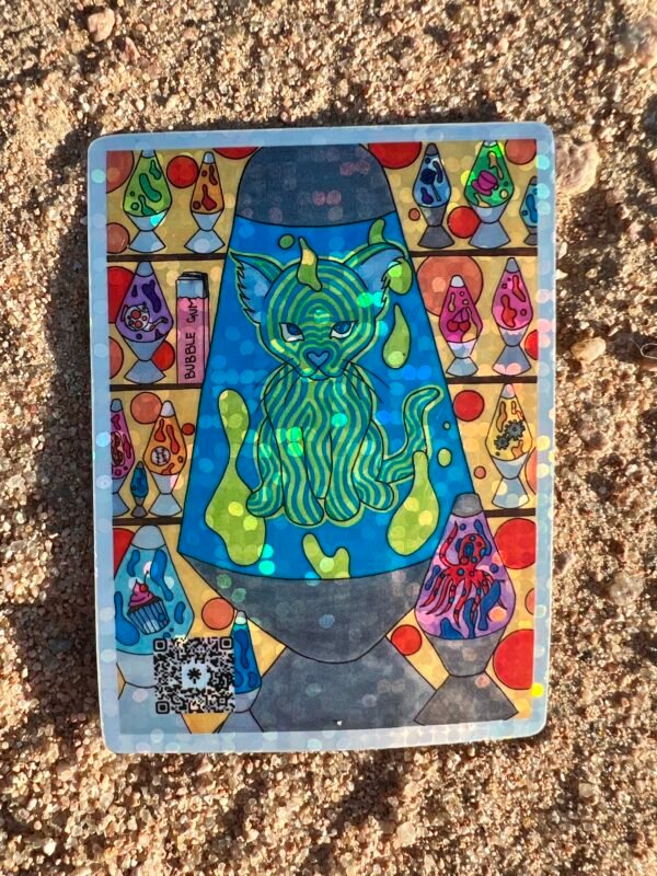 Cat Lava Lamp Holographic sticker