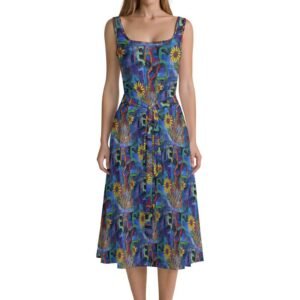Peace Overcomes Tie Waist Sleeveless Dress