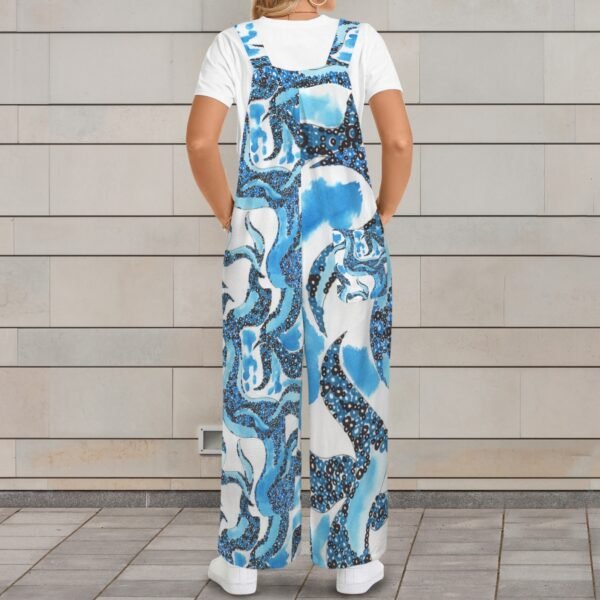 Ocean Breeze large print Pocket Wide Leg Bib Jumpsuit - Image 3