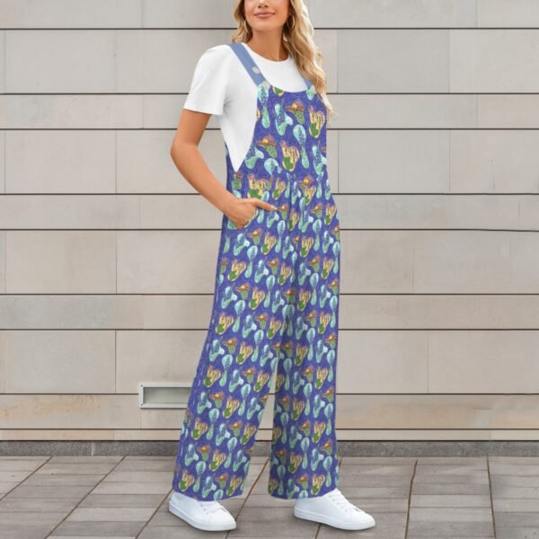 Texas Blue Bonnets Pocket Wide Leg Bib Jumpsuit - Image 2