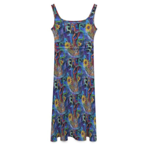 Peace Overcomes Tie Waist Sleeveless Dress - Image 3