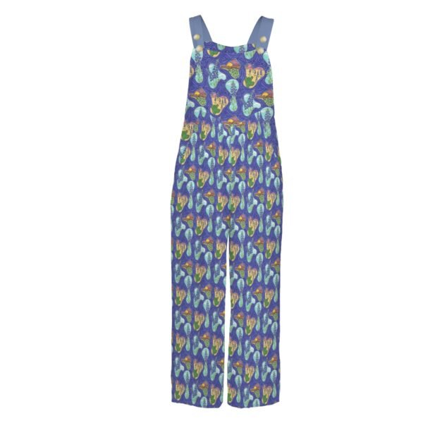 Texas Blue Bonnets Pocket Wide Leg Bib Jumpsuit - Image 4