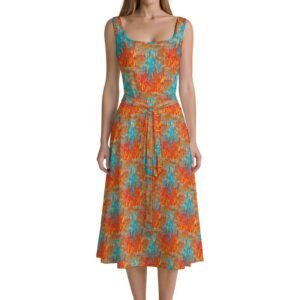 Return With Water Tie Waist Sleeveless Dress