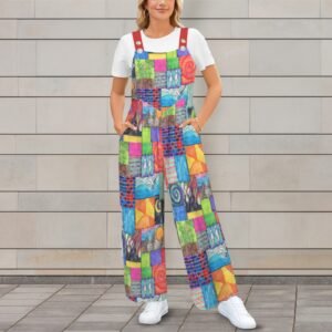Creation Coat Pocket Wide Leg Bib Jumpsuit