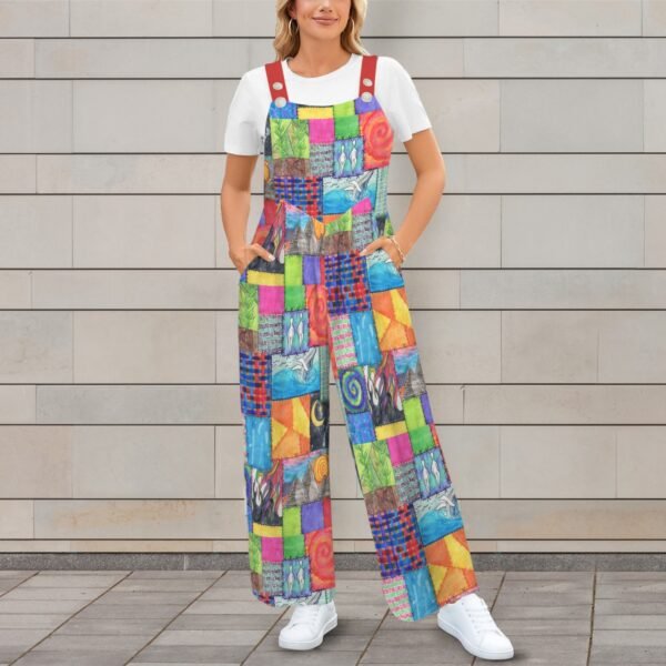 Creation Coat Pocket Wide Leg Bib Jumpsuit