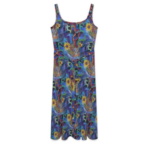 Peace Overcomes Tie Waist Sleeveless Dress - Image 2