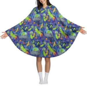 Pickle Galaxy Fleece Hooded Cape for Adults