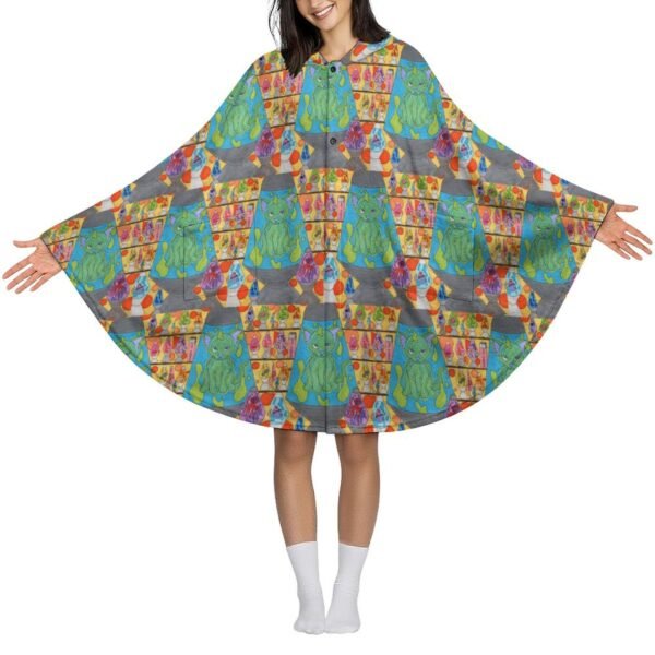 Cat Lava Lamp Fleece Hooded Cape for Adults