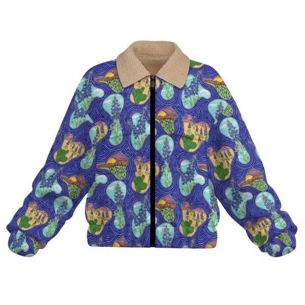 Texas Blue Bonnets Women's Patch Pocket Fleece Jacket - Image 2