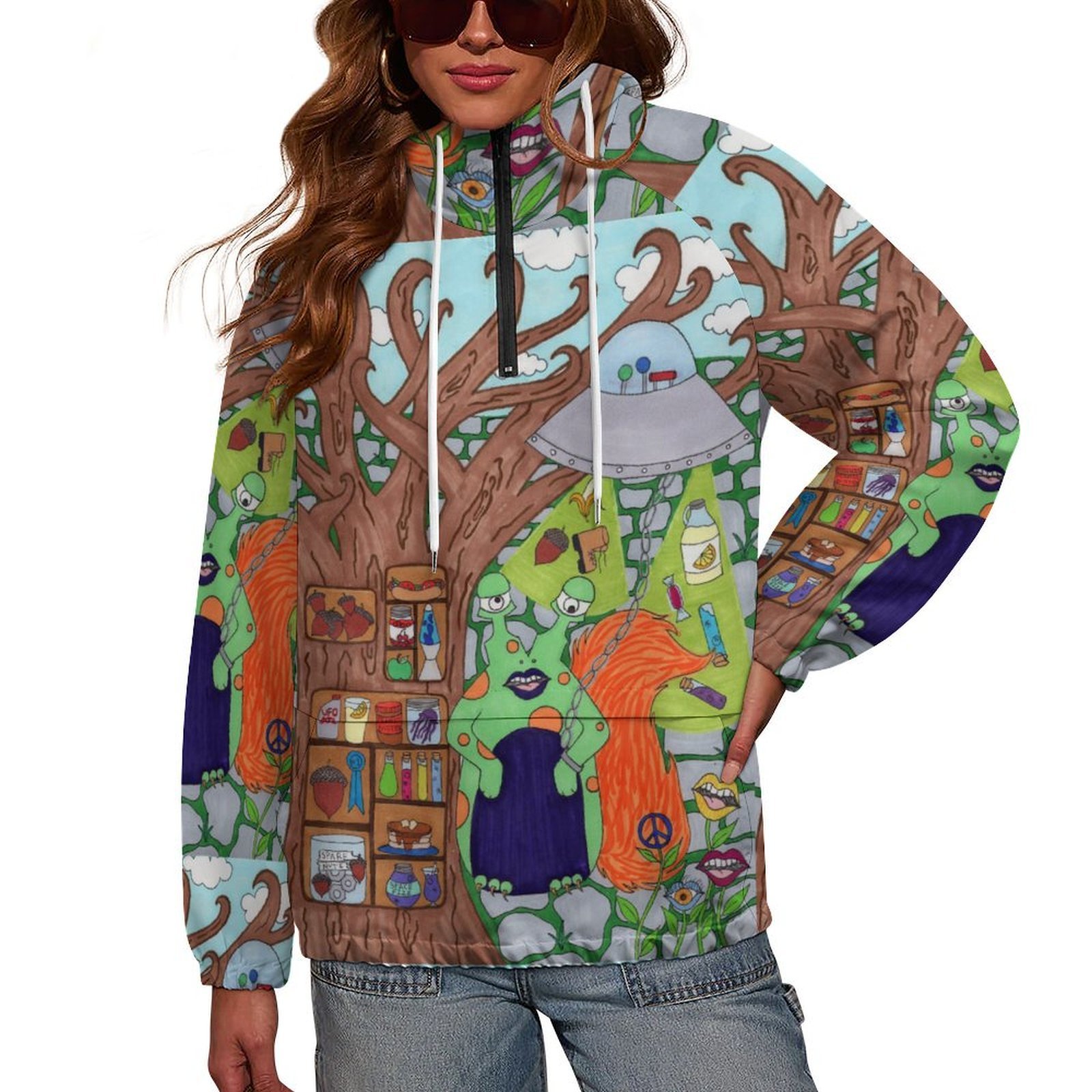 Squalien (Squirrel-Alien) Women's Pullover Windbreaker