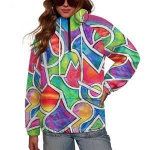 Easter Egg Stained Glass Women's Pullover Windbreaker