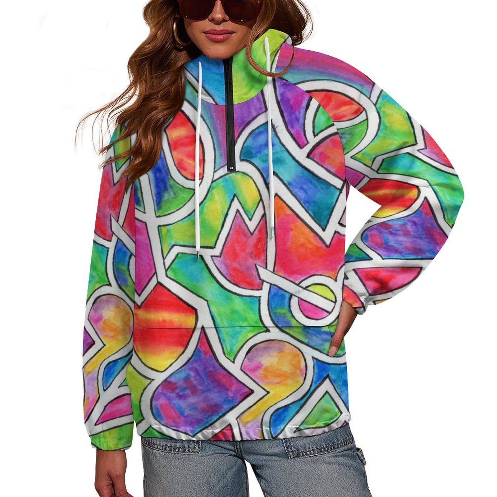 Easter Egg Stained Glass Women's Pullover Windbreaker