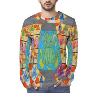 Cat Lava Lamp Long Sleeve Cotton T-shirt
