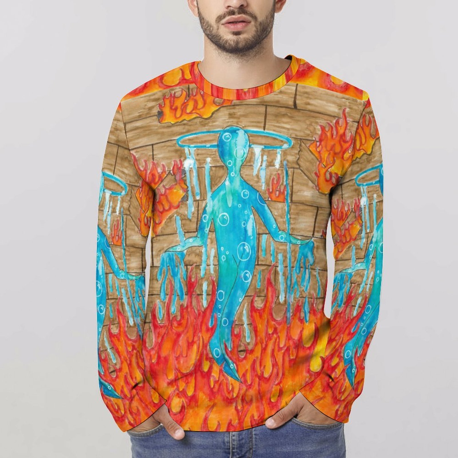 Return With Water Long Sleeve Cotton T-shirt - Image 3