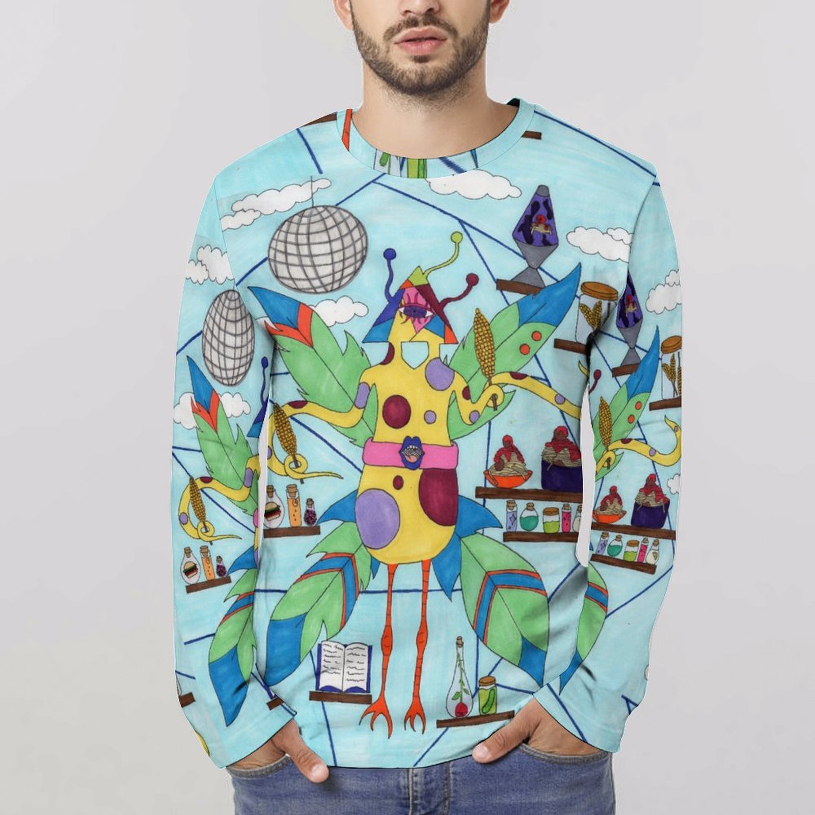 Disco Chicken Long Sleeve Cotton T-shirt - Image 3