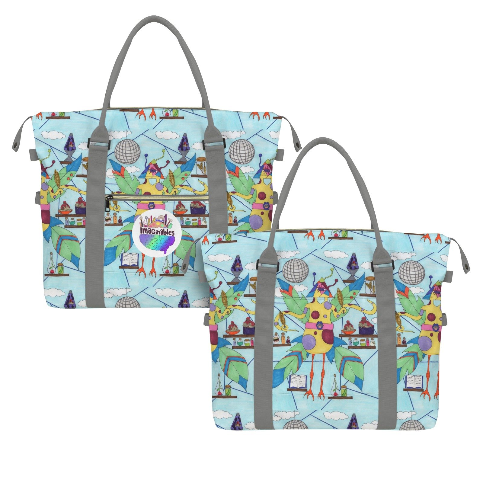 Disco Chicken Travel Bag with Suitcase Sleeve (Model 1715) - Image 4