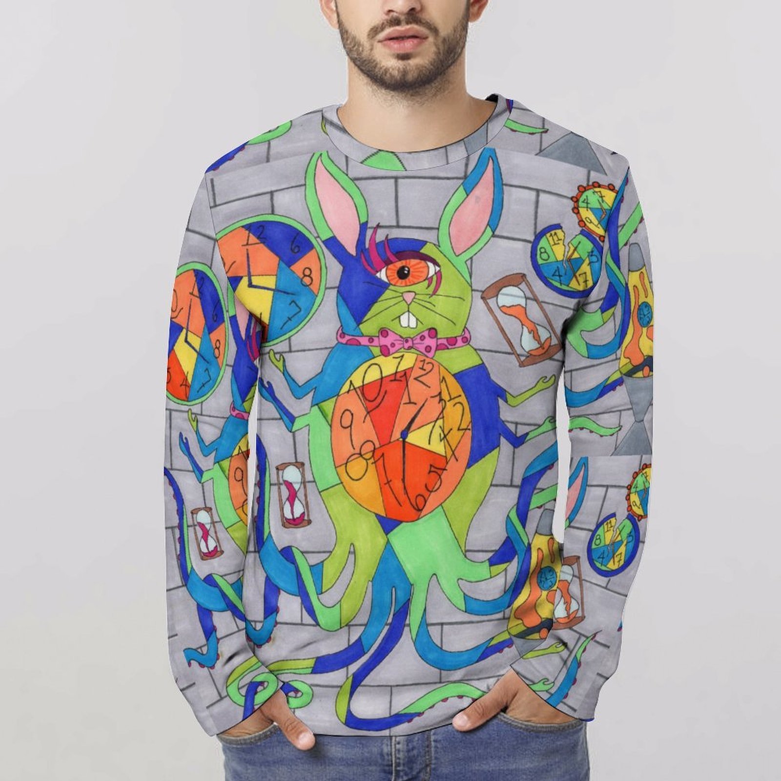 What Time? Rabbit Long Sleeve Cotton T-shirt - Image 3