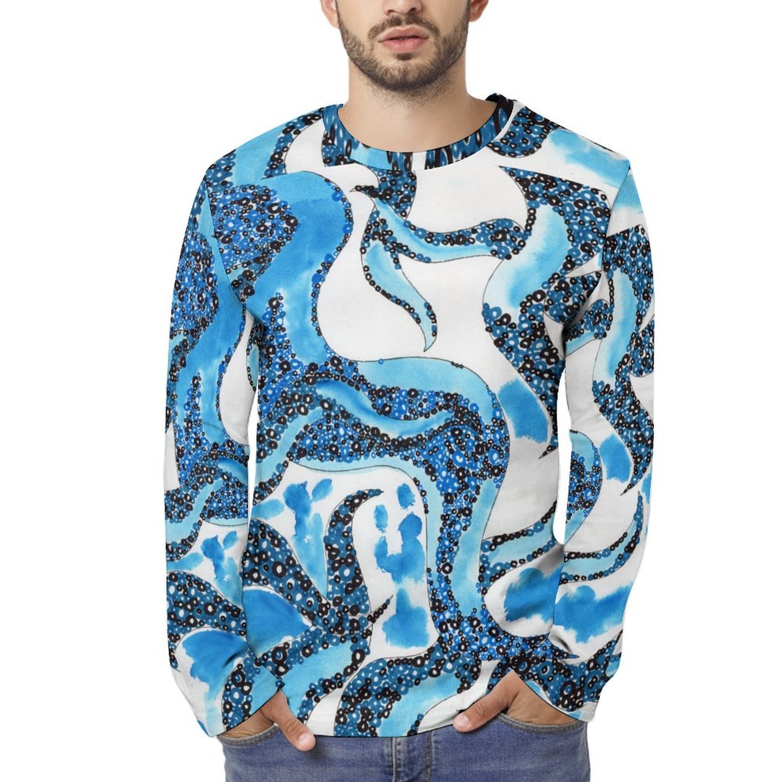 Ocean Breeze Long Sleeve Cotton T-shirt