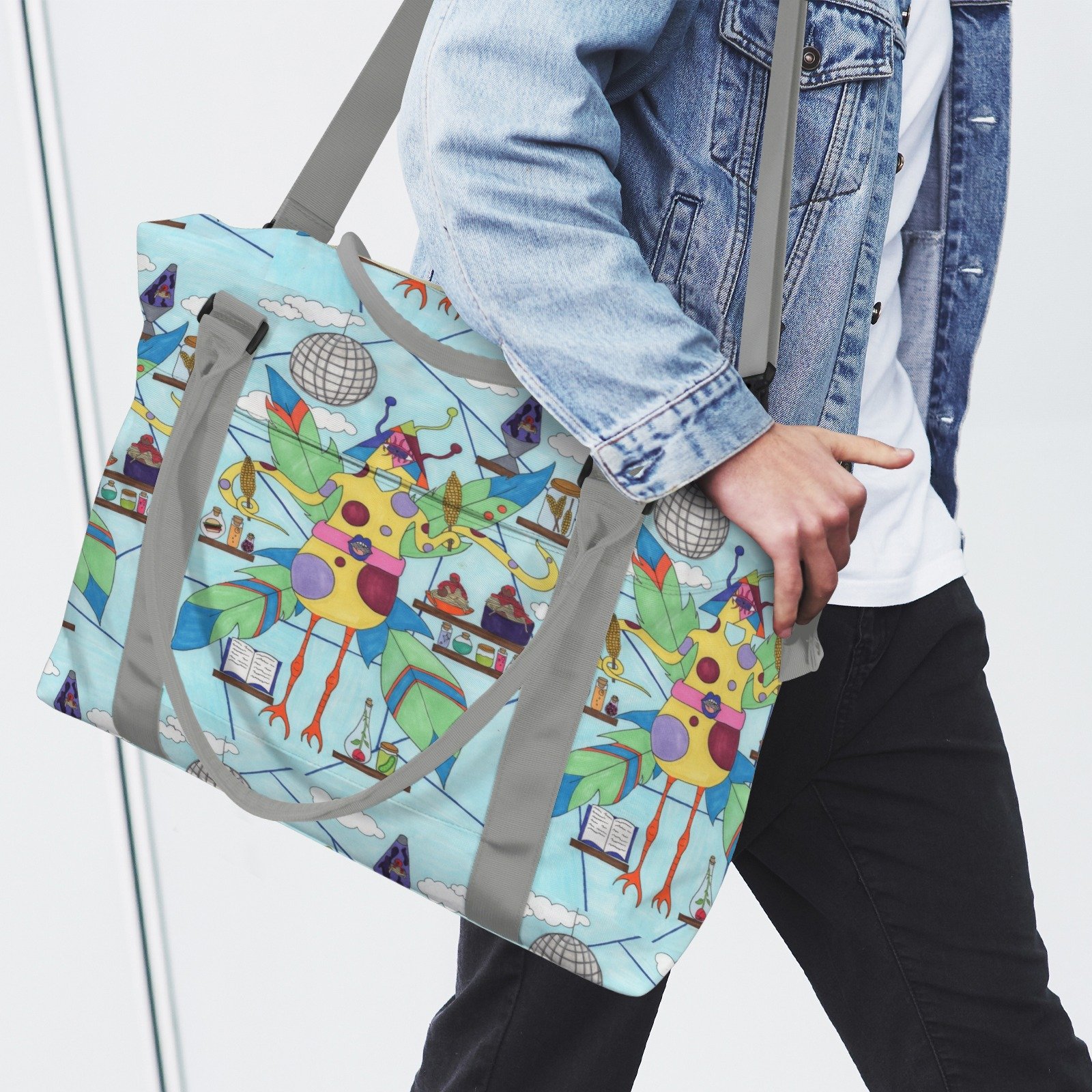 Disco Chicken Travel Bag with Suitcase Sleeve (Model 1715)