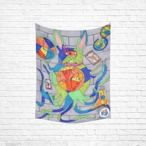 What Time Rabbit Polyester Peach Skin Wall Tapestry 30" x 40"