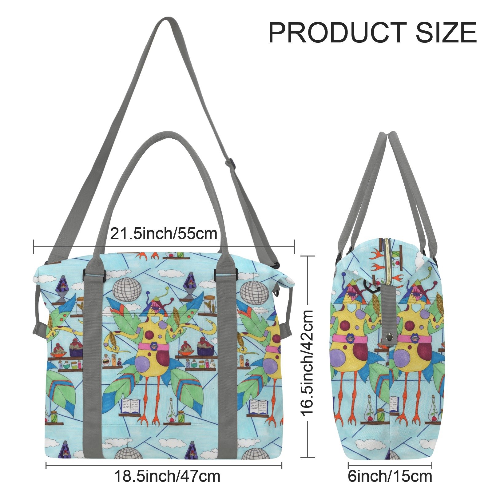 Disco Chicken Travel Bag with Suitcase Sleeve (Model 1715) - Image 3