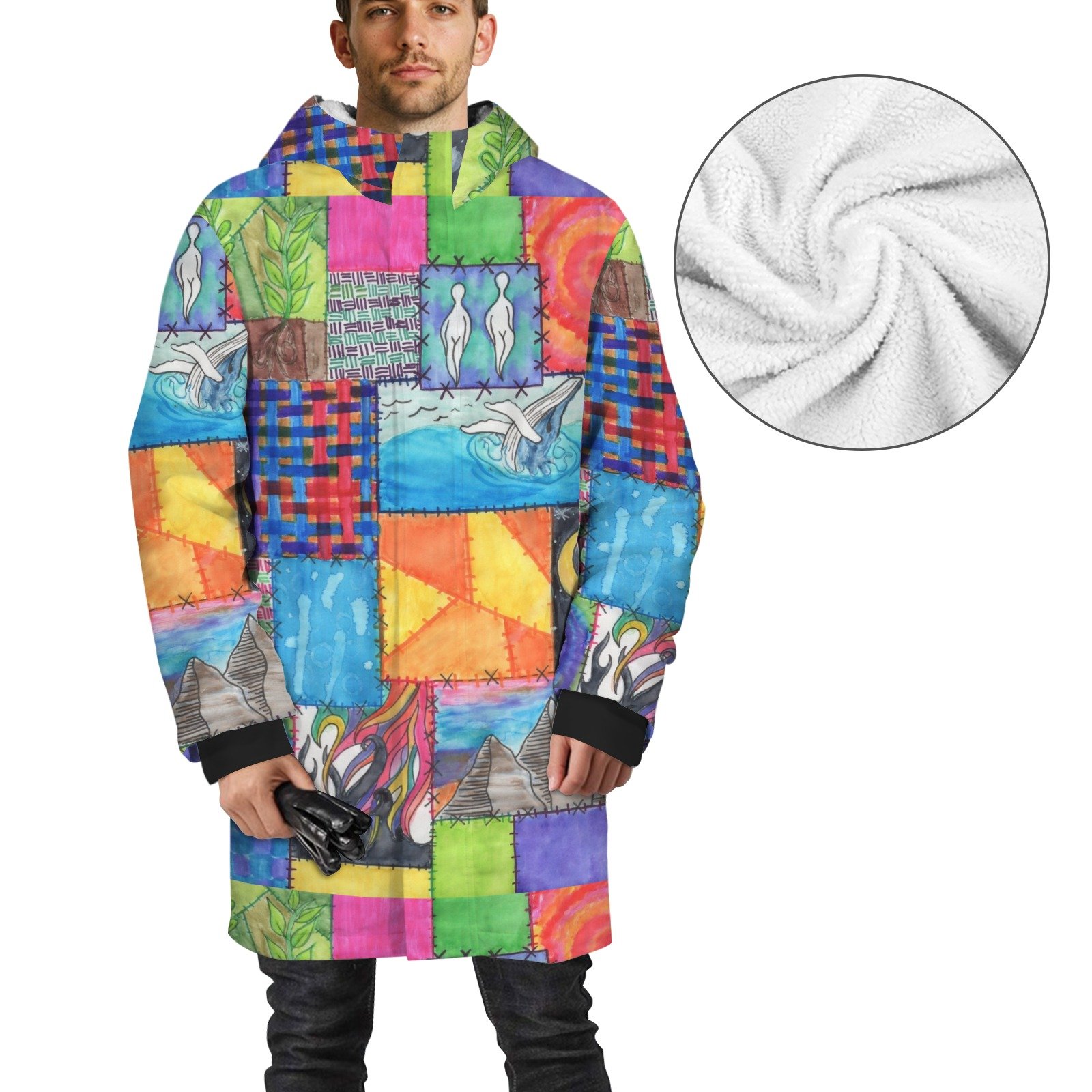 Creation Coat Men's Mid-length Fleece-lined Jacket(Model H69)