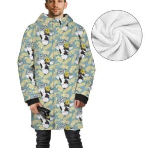 Moo-shrooms Men's Mid-length Fleece-lined Jacket(Model H69)