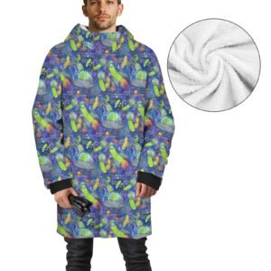 Pickle Galaxy Men's Mid-length Fleece-lined Jacket(Model H69)