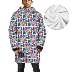 Psilocybin circle Men's Mid-length Fleece-lined Jacket(Model H69)