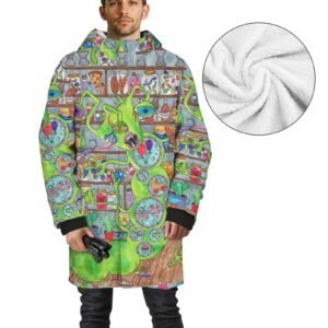 The Very Hungry Caterpillar vo. 2 Men's Mid-length Fleece-lined Jacket(Model H69)
