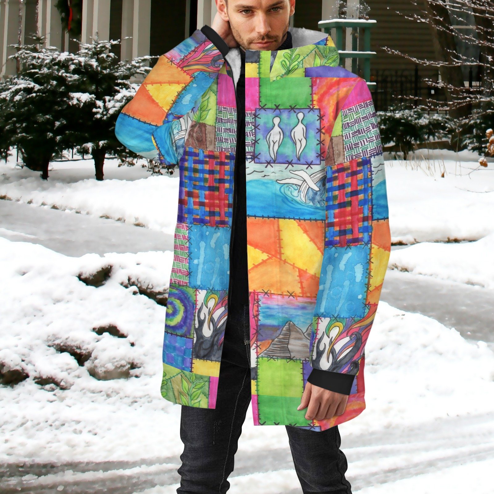 Creation Coat Men's Mid-length Fleece-lined Jacket(Model H69) - Image 2