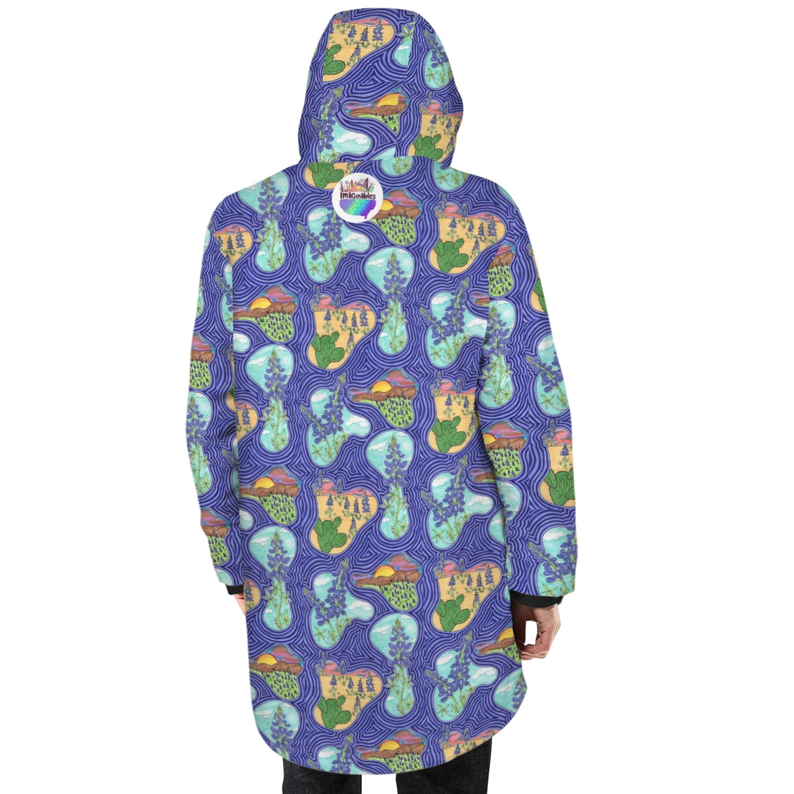 Texas Blue Bonnets Men's Mid-length Fleece-lined Jacket(Model H69) - Image 3