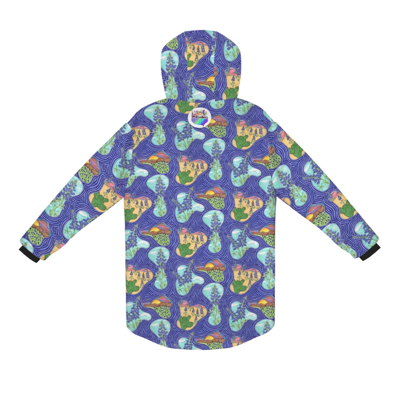 Texas Blue Bonnets Men's Mid-length Fleece-lined Jacket(Model H69) - Image 5