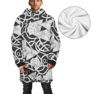 Spider Webs n Things Men's Mid-length Fleece-lined Jacket(Model H69)