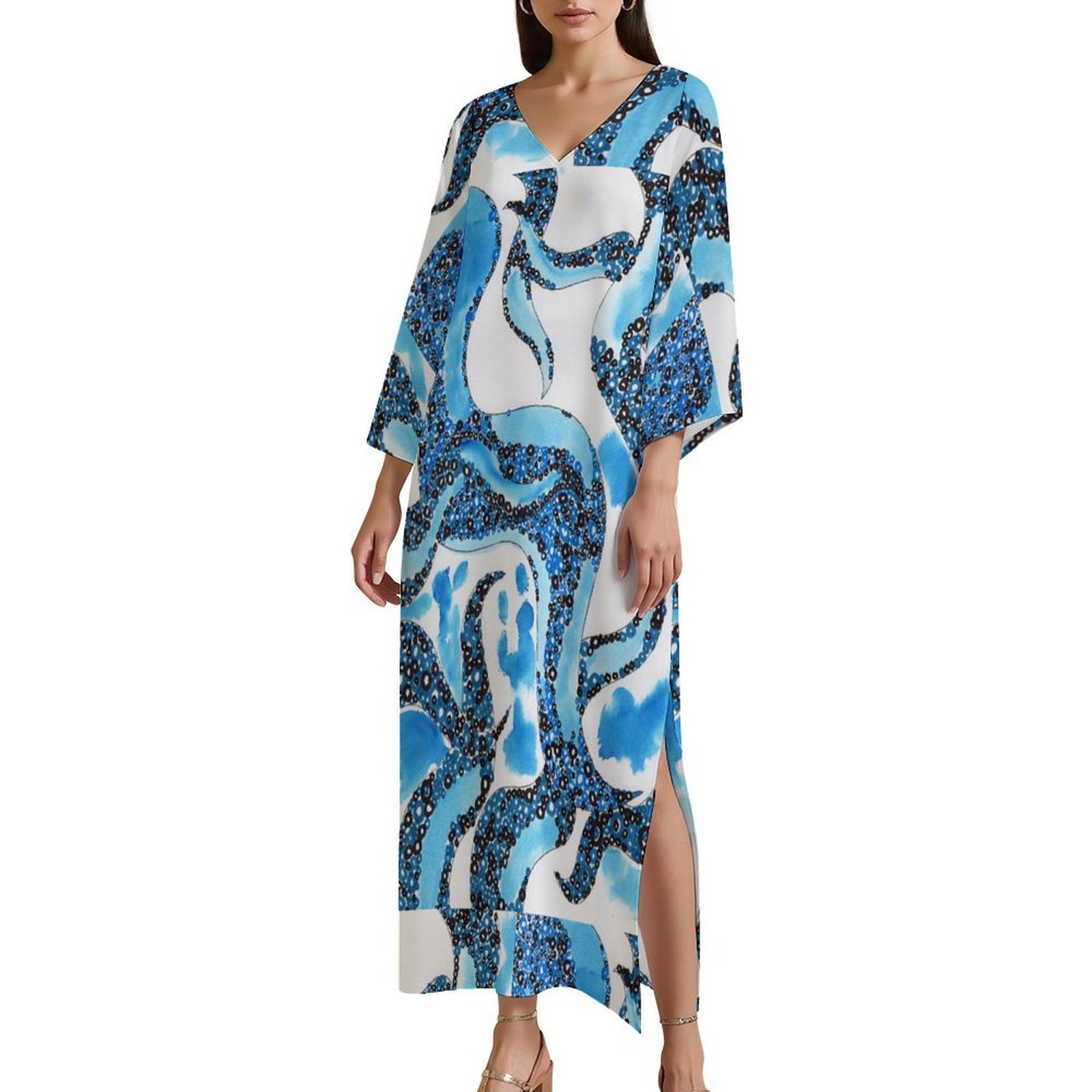 Ocean Breeze Womens Kaftan Midi Dress