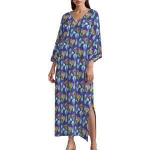 Texas Blue Bonnets Kaftan Midi Dress