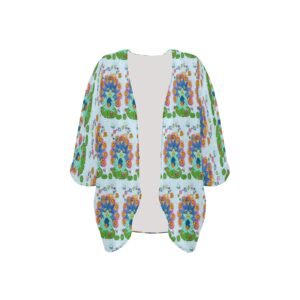 Tea Time Peafrock Kimono Chiffon Cover Up (Model H51)