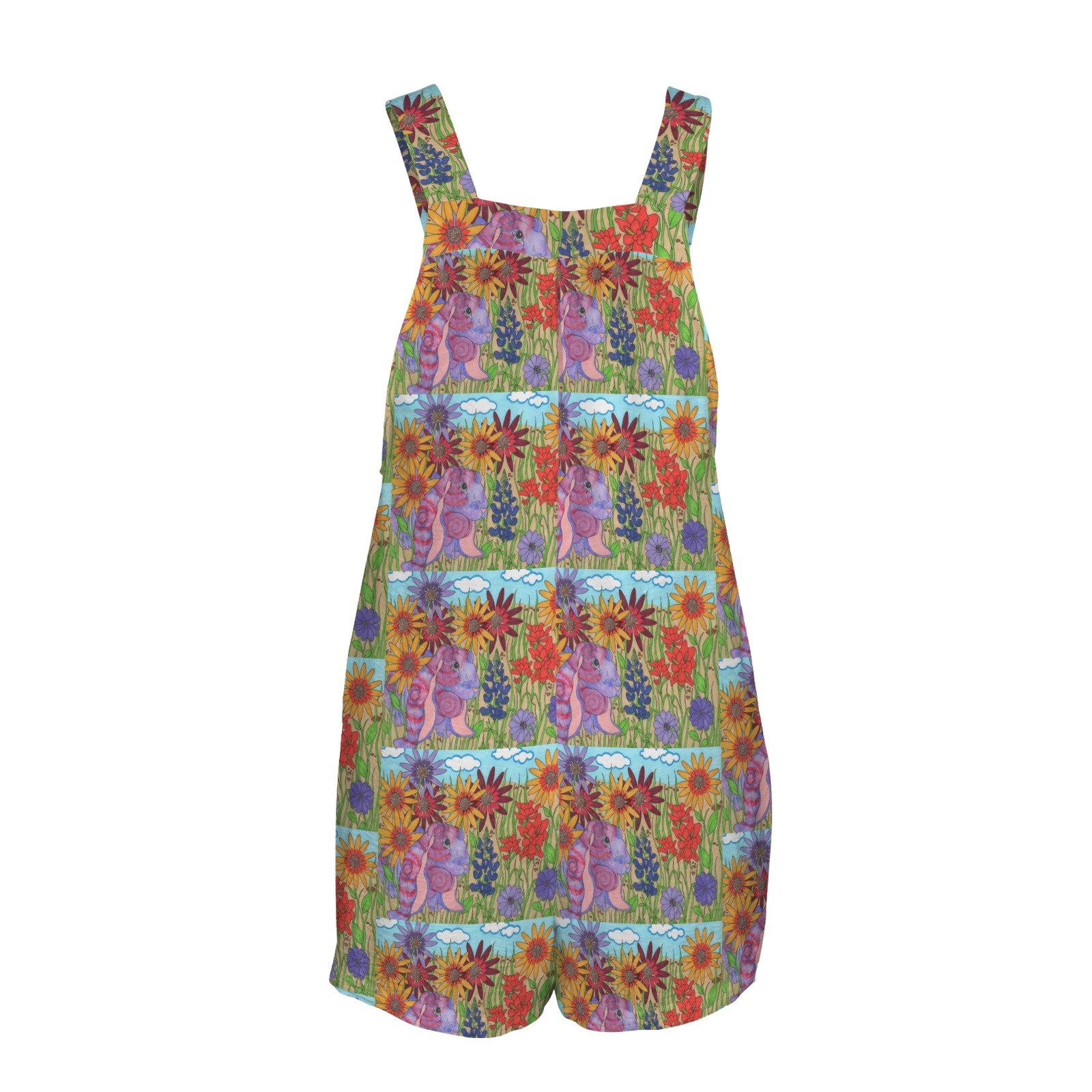 Purple Rabbit Pocket Bib Short Romper - Image 5