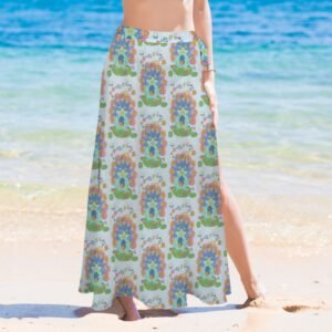 Tea Time Peafrock Knotted Long Swimwear Cover Up