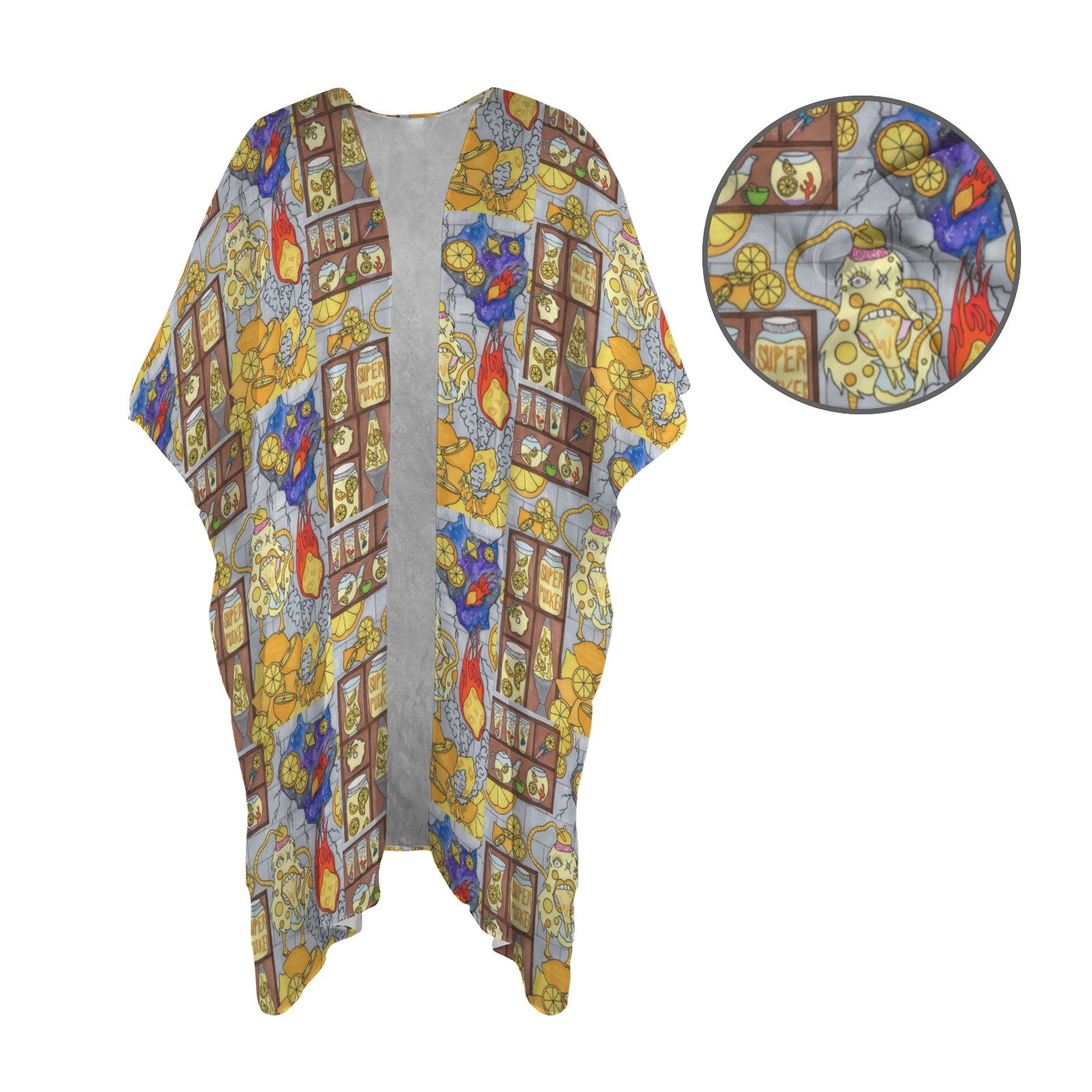 Lemon Gremlin Womens Long Cover Up - Image 4