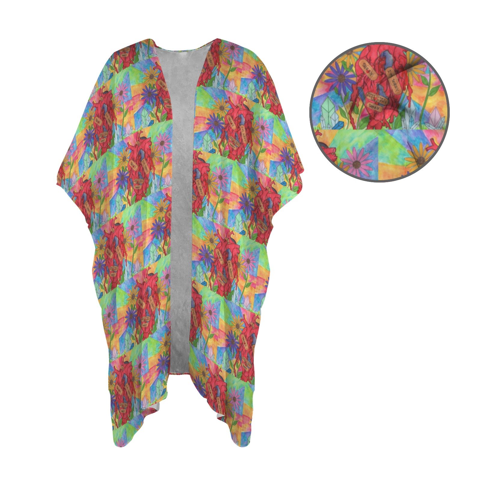 Blooming heart Women Long Cover Up - Image 4