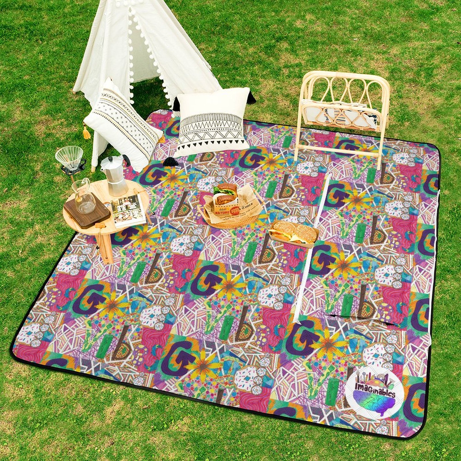 Good Vibes Zipper Picnic Mat(150*150) - Image 4