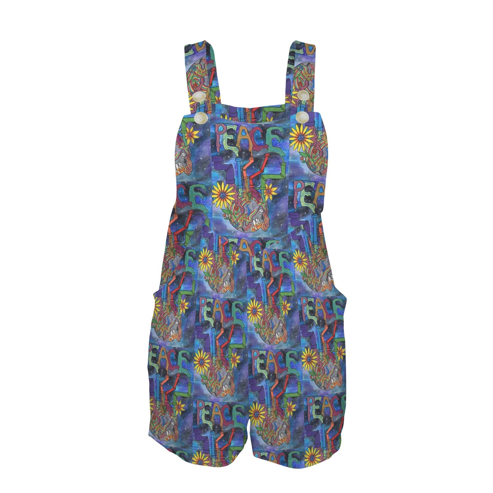 Peace Overcomes Pocket Bib Short Romper - Image 4