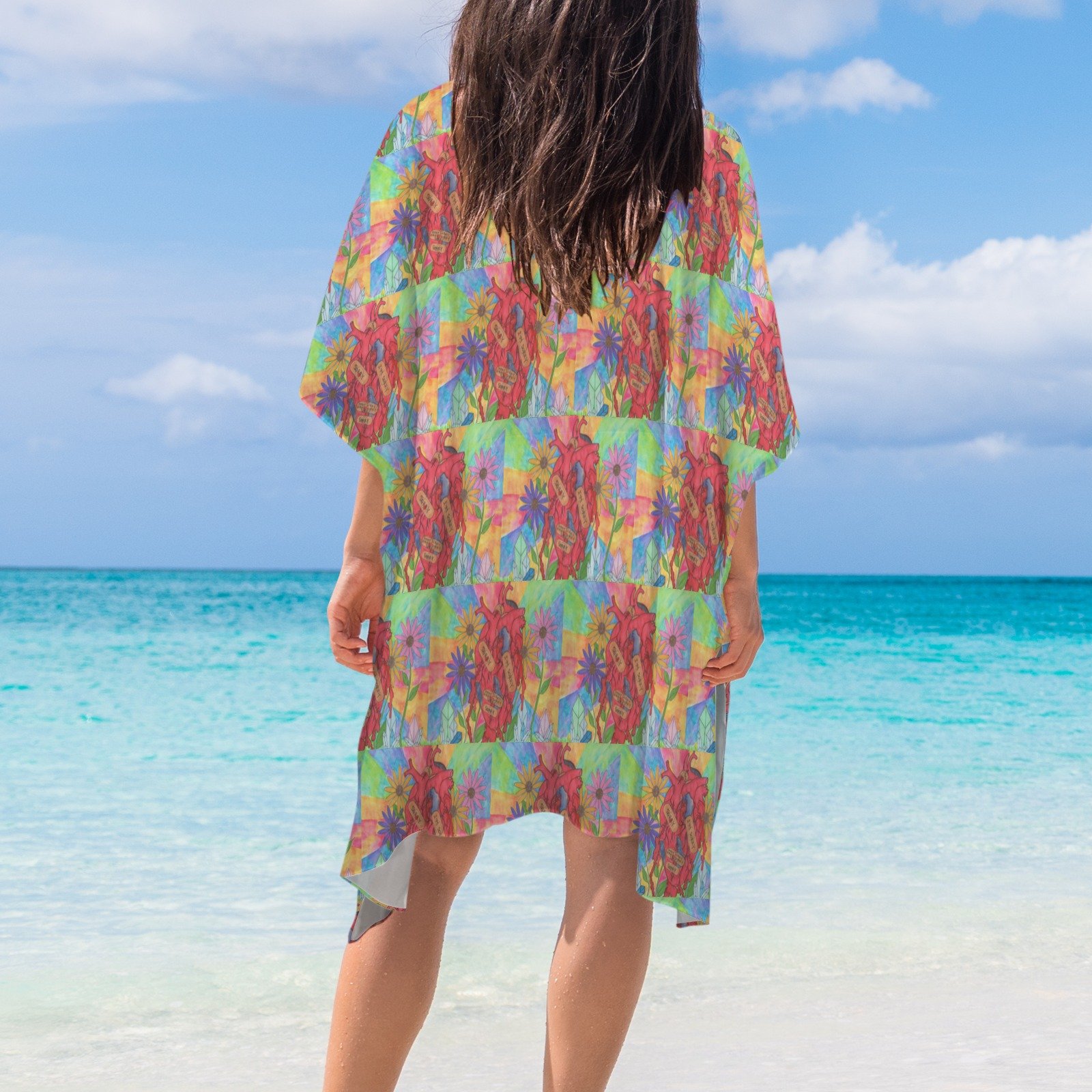 Blooming heart Women Long Cover Up - Image 3