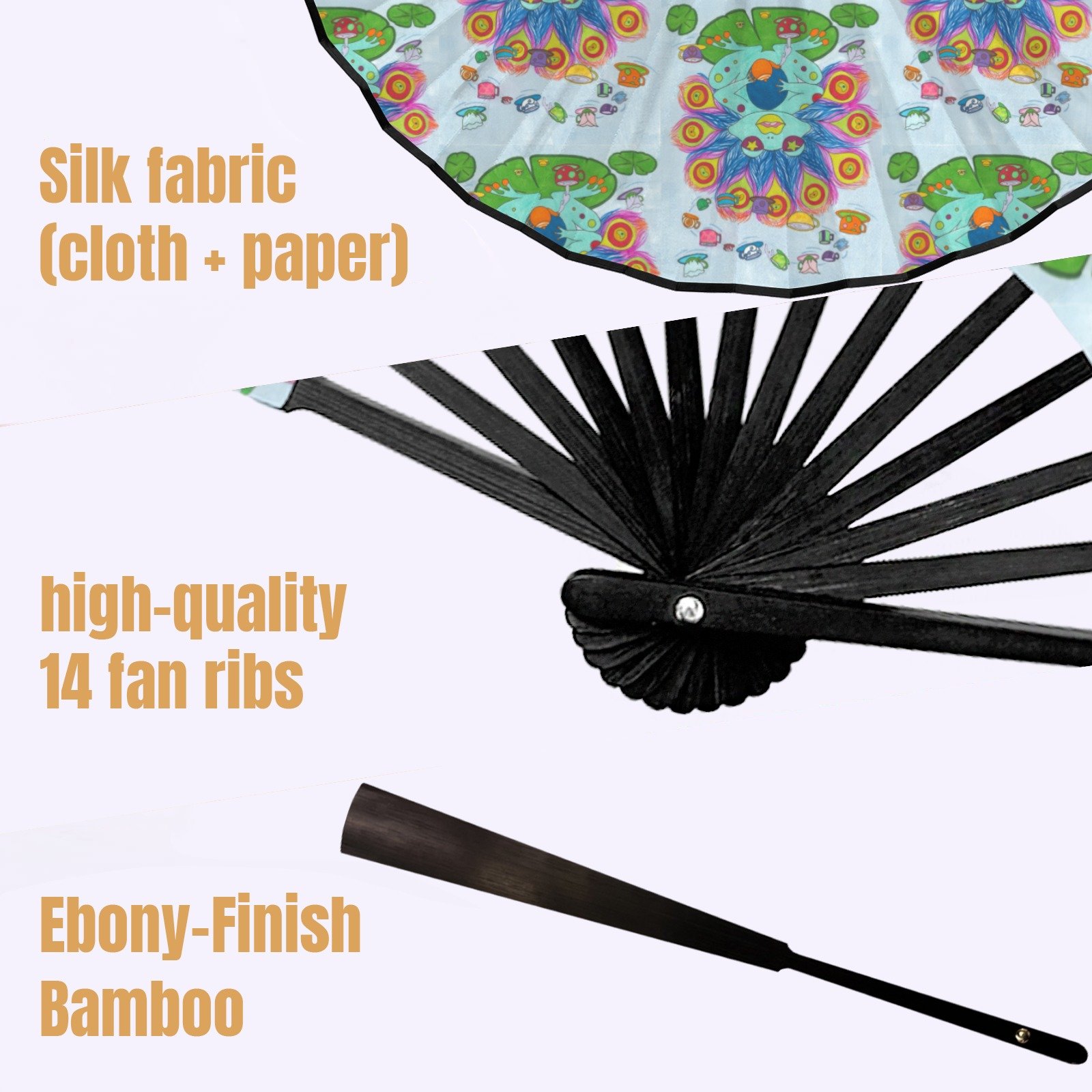 Peafrock Double-Sided Custom Folding Fan - Image 3
