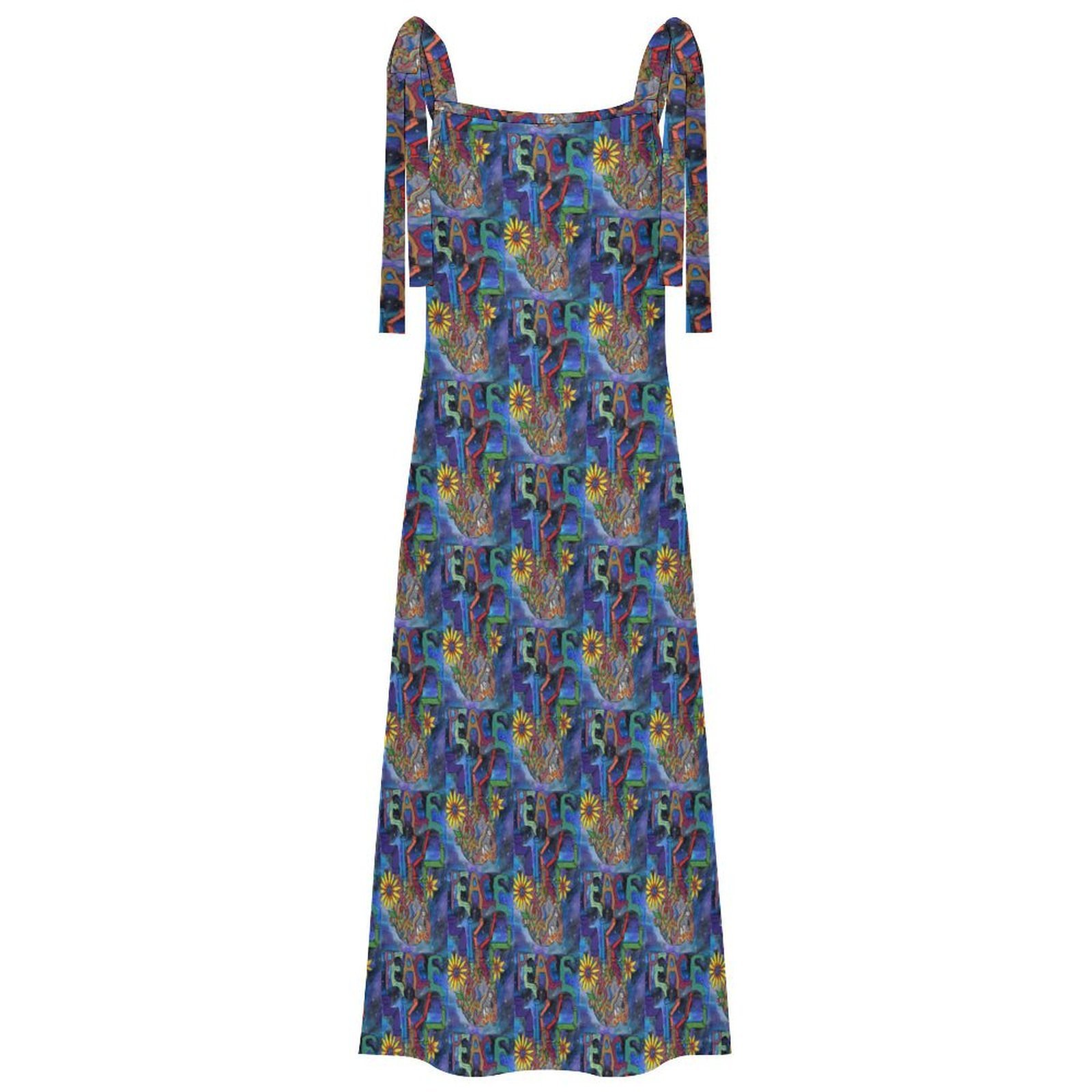 Peace Overcomes Womens Tie Milk Silk Maxi Dress - Image 2