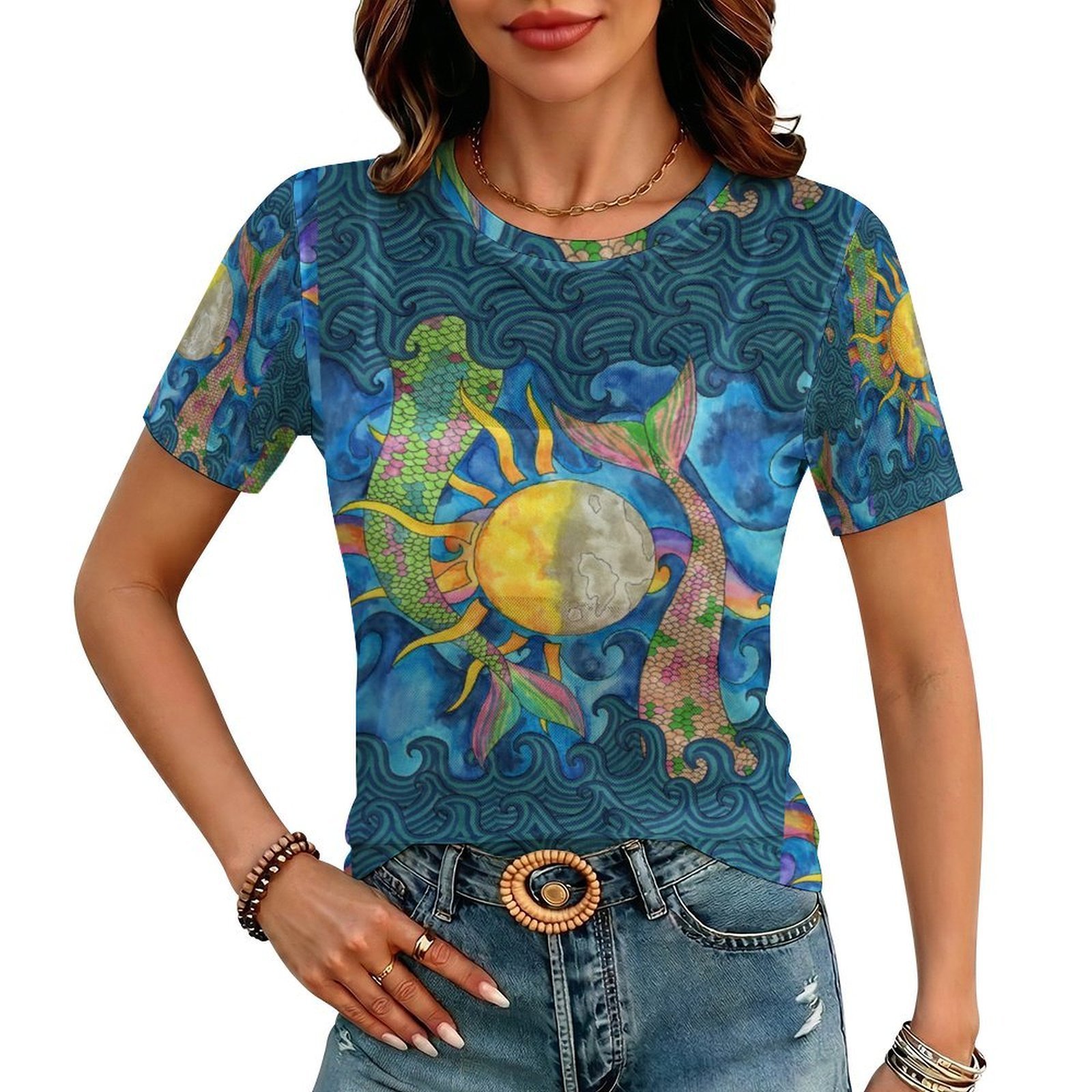 Mermaid Tales Women Mesh T-shirt