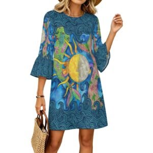 Mermaid Tales Womens Ruffled Sleeve Dress