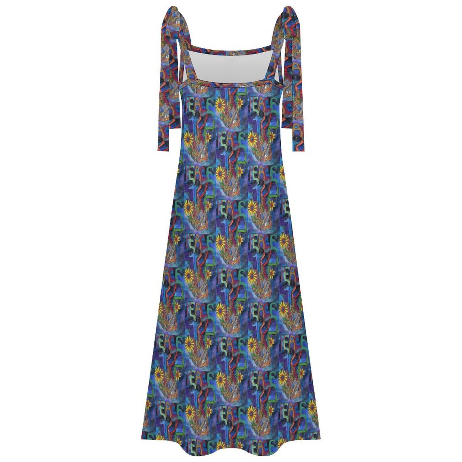 Peace Overcomes Womens Tie Milk Silk Maxi Dress - Image 3