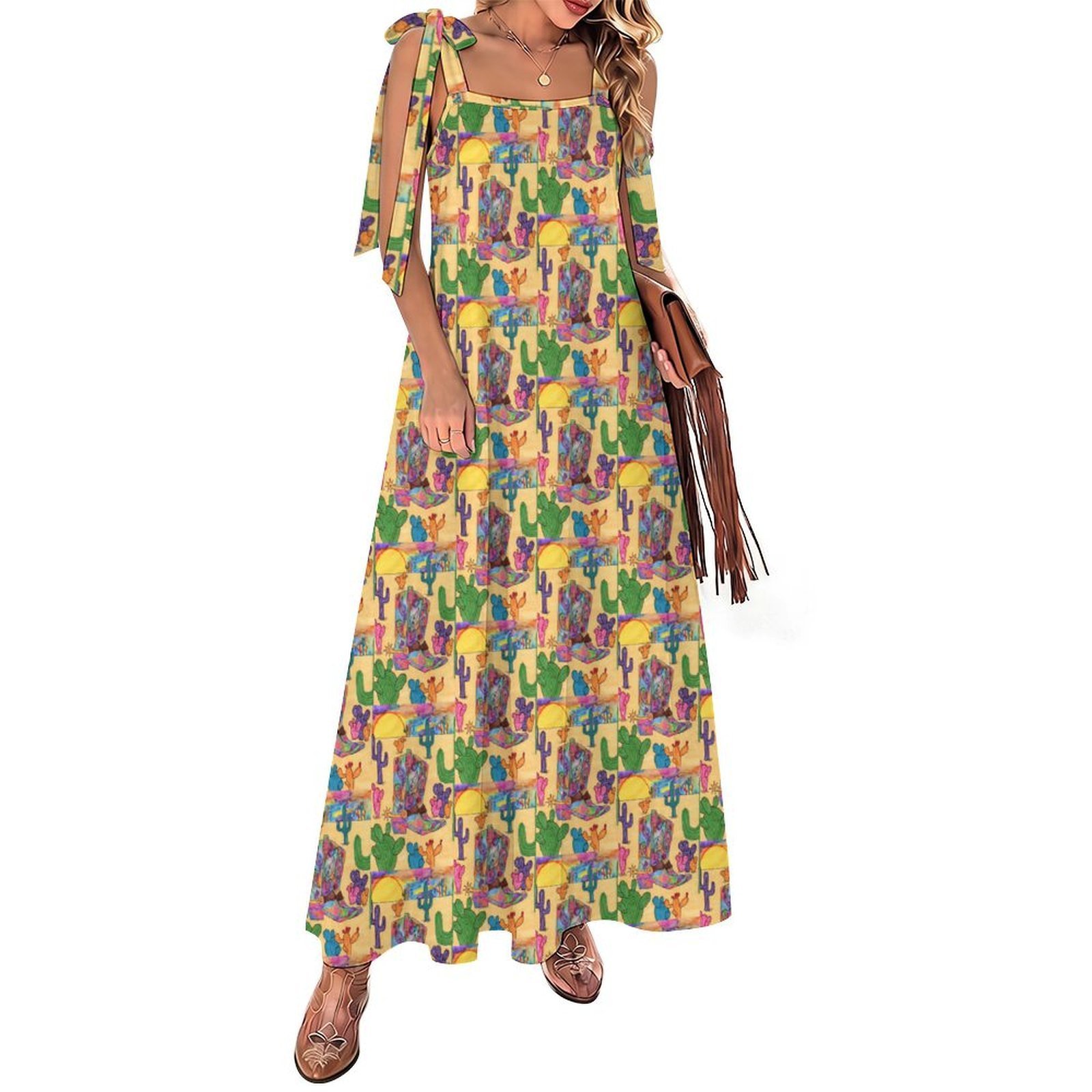 Texas Sunsets Womens Milk Silk Maxi Dress